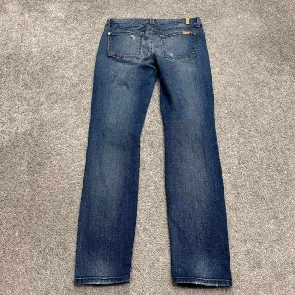 7 For All Mankind The Ankle Skinny Distressed Denim Jeans Womens 28 Blue Stretch